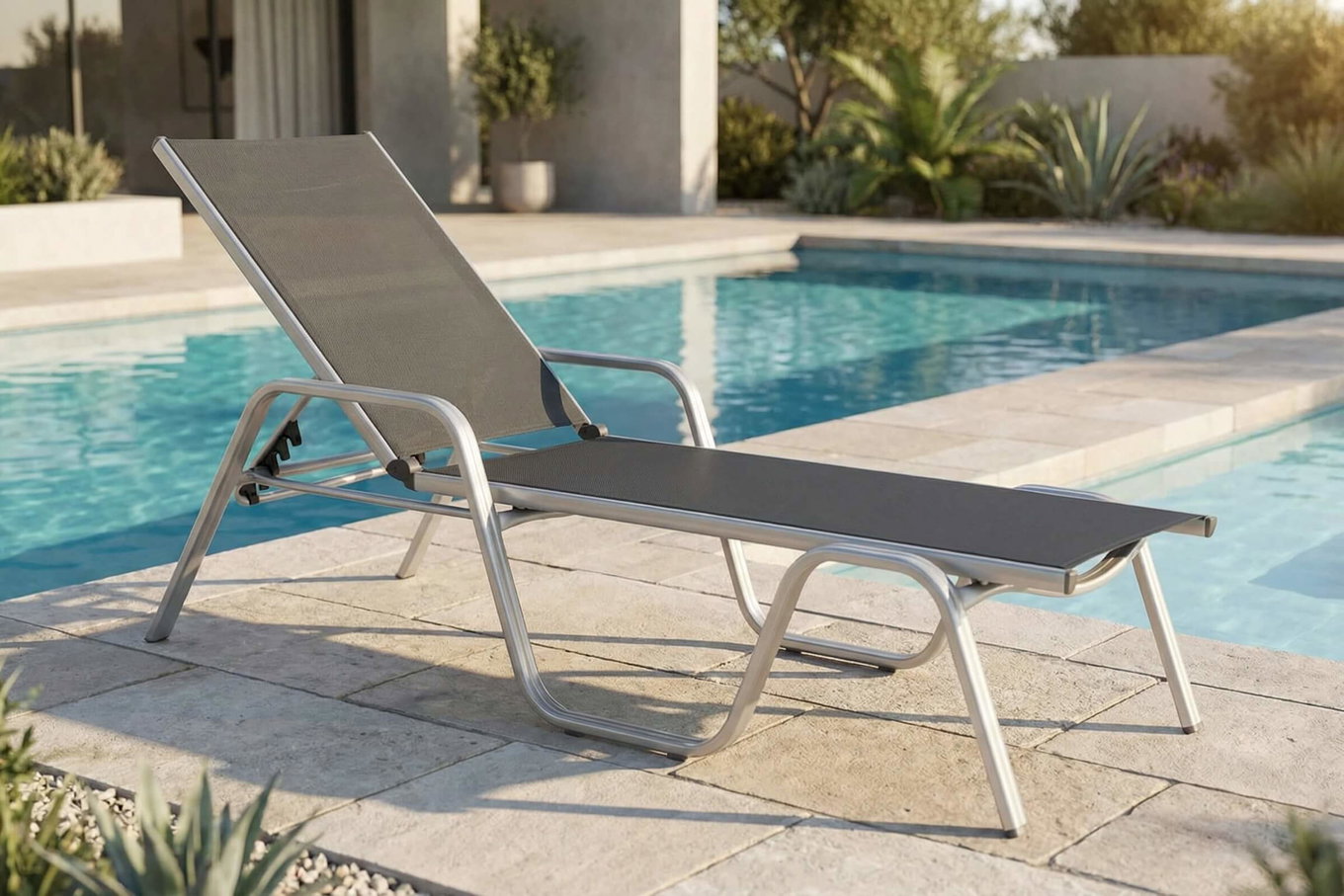 KETTLER BasicPlus Stapelliege, silber/anthrazit, Alu/Textilene, 202 x 70 x 37,5cm, 0301214-0000