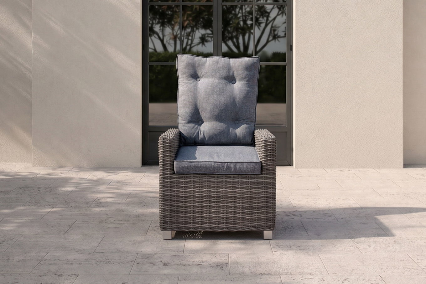 OUTFLEXX Dining Sessel, grau, Polyrattan, 74 x 83 x 110 cm, Rückenlehne stufenlos verstellbar