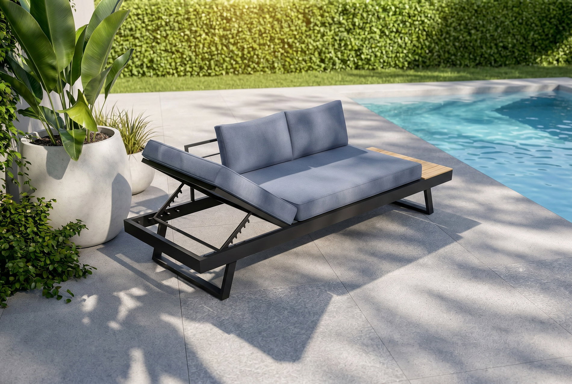 OUTFLEXX Lounge/Liege, anthrazit matt, Alu/Polyester, verstellbar, hoher Liegekomfort, 230 x 80 cm