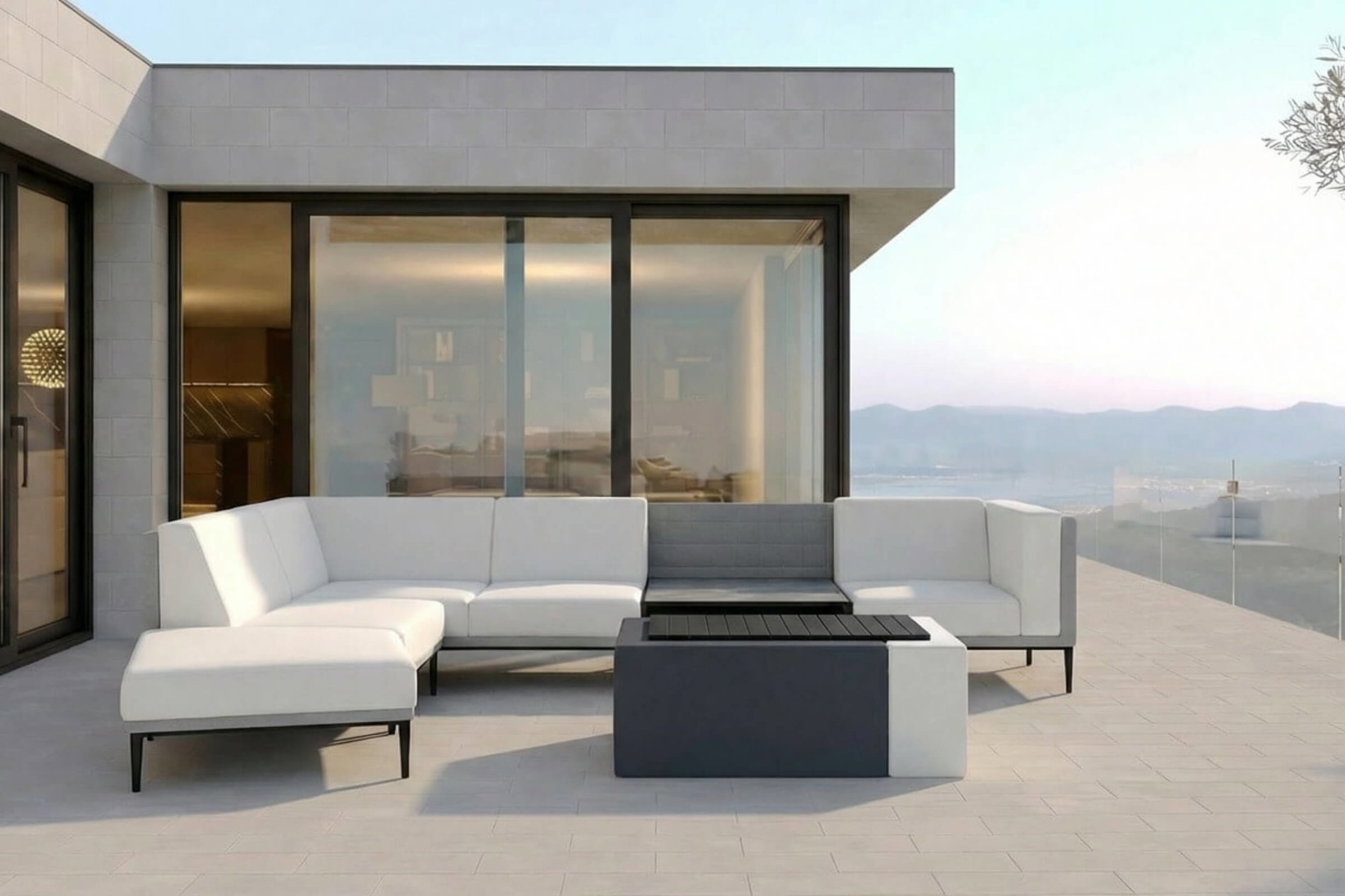 OUTFLEXX Jewel Gartenlounge für 5-6 Personen, anthrazit/hellgrau, Alu/Polyester, inkl. Beistelltisch