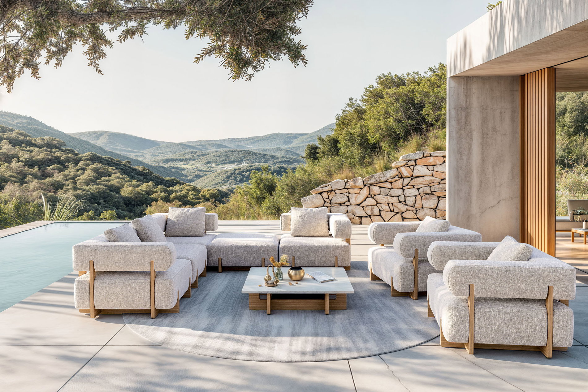 ploss Epoque XL Gartenlounge, beige/cloud weave, Alu/Polyester/Schaumstoff, inkl. Polster