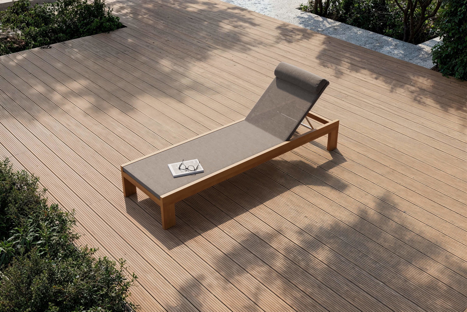 OUTFLEXX Bali Sonnenliege, grau/natur, Akazienholz/Metall/Textilene, 200 x 60 x 30 cm, verstellbare Rückenlehne, inkl. Kopfstütze, FSC®-zertifiziertes Produkt OUTFLEXX Bali Sonnenliege, grau/natur, Akazienholz/Metall/Textilene, 200 x 60 x 30 cm, verstellbare Rückenlehne, inkl. Kopfstütze, FSC®-zertifiziertes Produkt